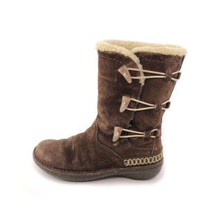 UGG Kona Brown Leather Toggle Winter Boots 6